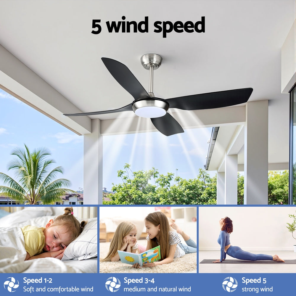 Devanti 52'' Ceiling Fan DC Motor w/Light w/Remote Black-5