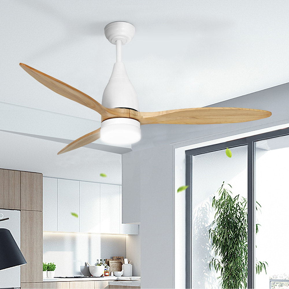 Devanti 52'' Ceiling Fan AC Motor w/Light w/Remote - Light Wood-4