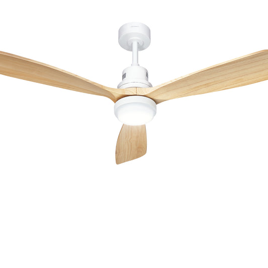 Devanti 52'' Ceiling Fan AC Motor LED Light Remote - Light Wood-0