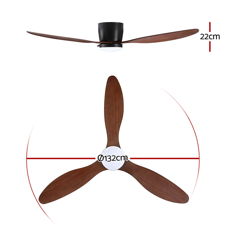 Devanti 52'' Ceiling Fan DC Motor w/Light w/Remote - Dark Wood-1