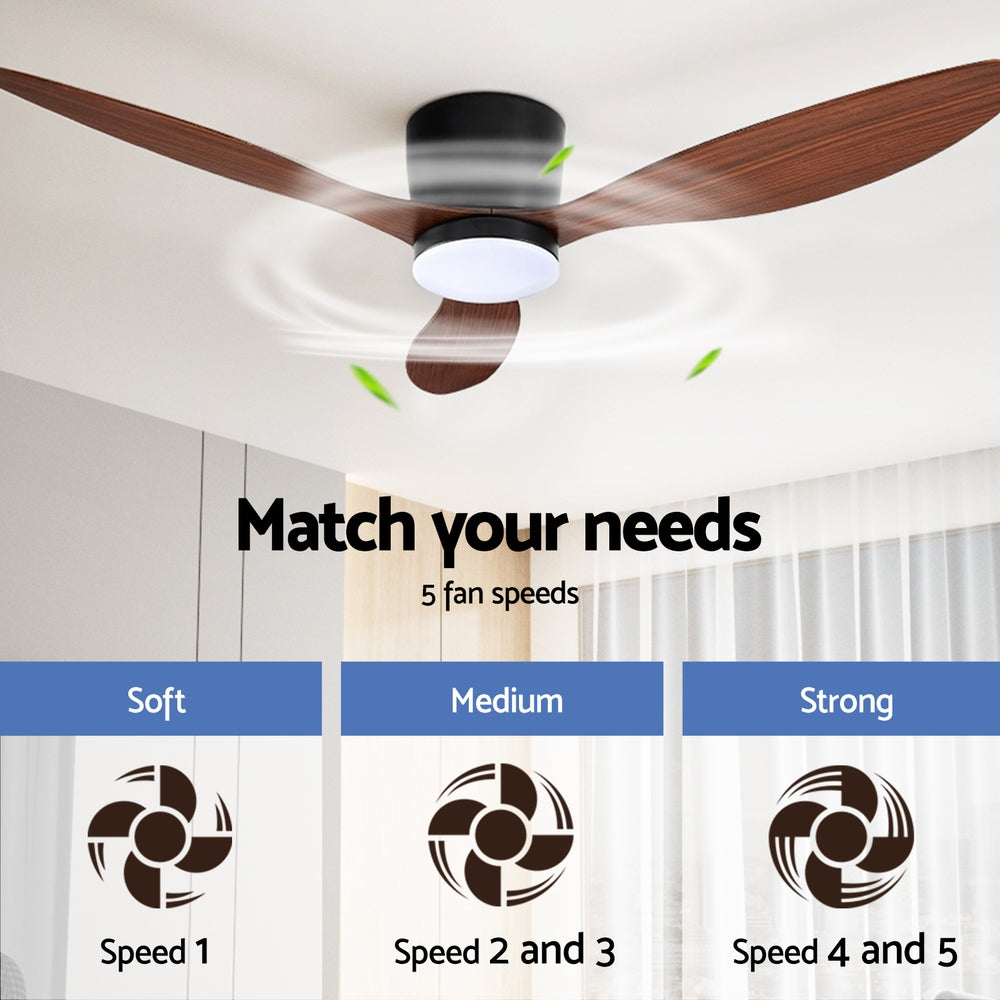 Devanti 52'' Ceiling Fan DC Motor w/Light w/Remote - Dark Wood-2
