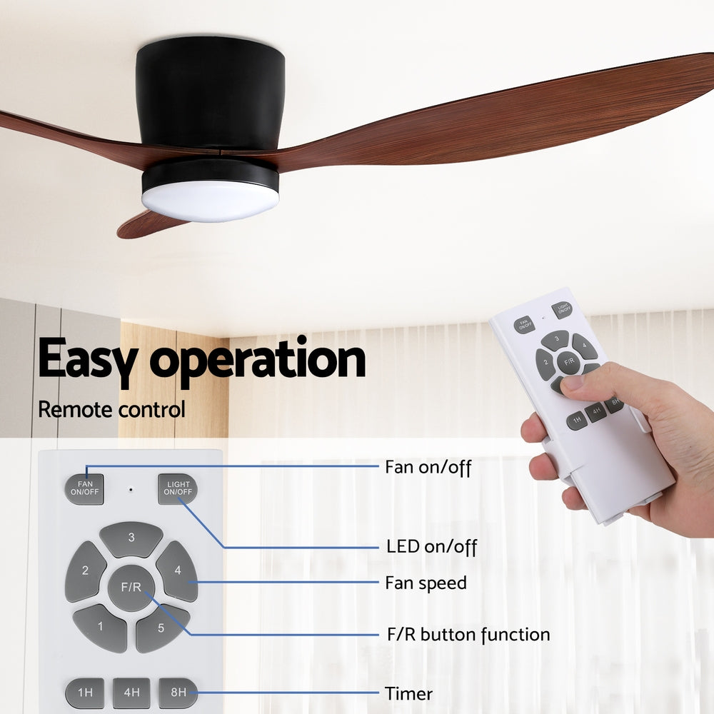 Devanti 52'' Ceiling Fan DC Motor w/Light w/Remote - Dark Wood-4