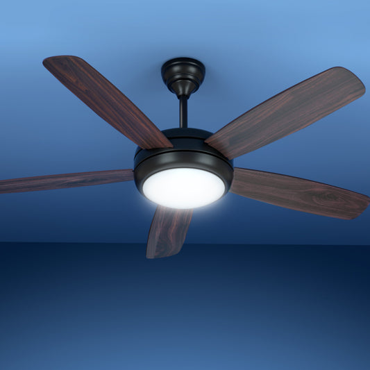 Devanti 52'' Ceiling Fan AC Motor 5 Blades w/Light - Dark Wood-0