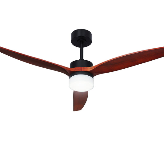 Devanti 52'' Ceiling Fan AC Motor 3 Blades w/Light - Dark Wood-0