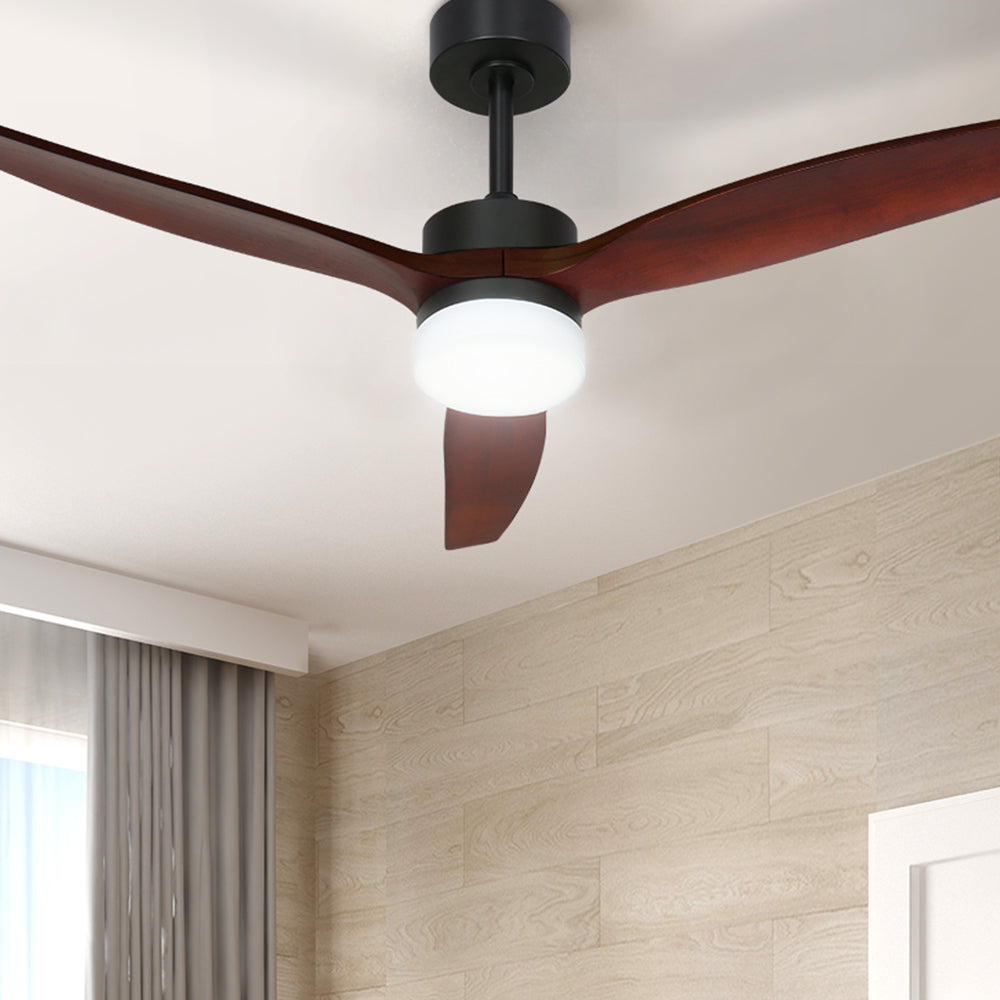 Devanti 52'' Ceiling Fan AC Motor 3 Blades w/Light - Dark Wood-4