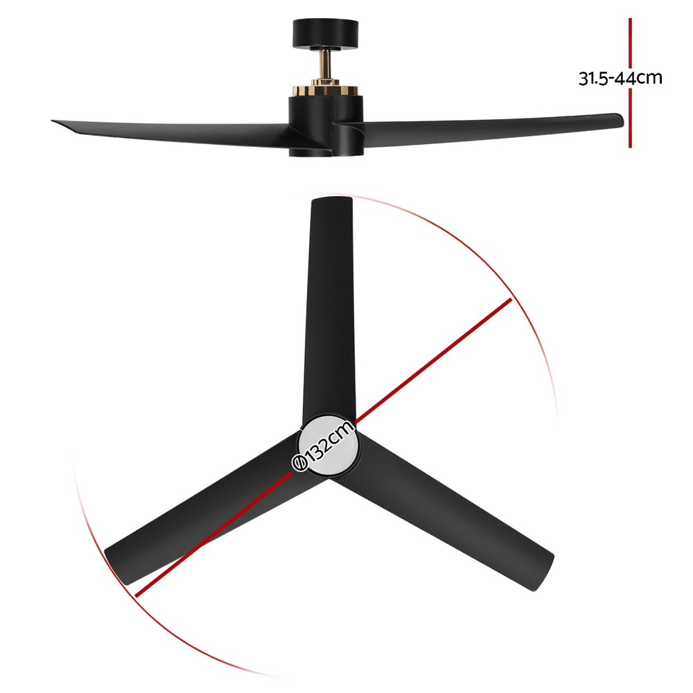 Devanti 52'' Ceiling Fan DC Motor w/Light w/Remote - Black-1