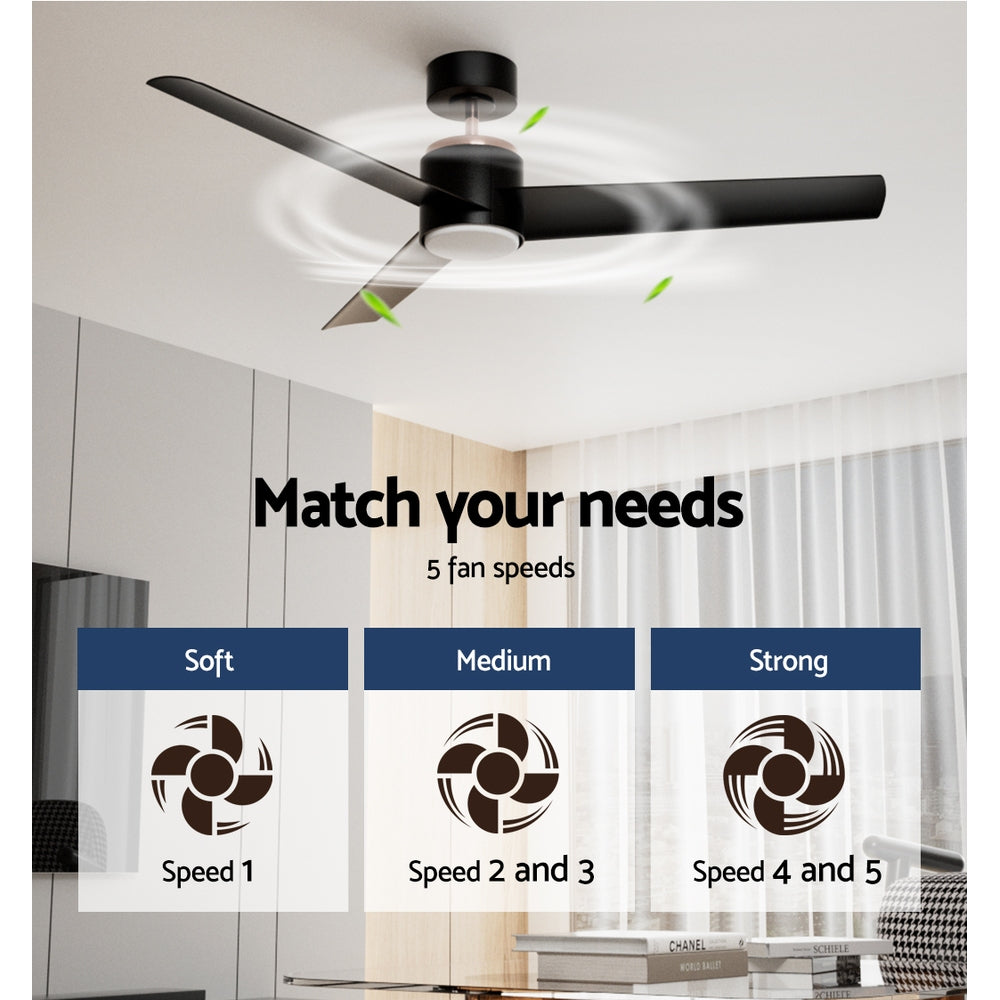 Devanti 52'' Ceiling Fan DC Motor w/Light w/Remote - Black-3
