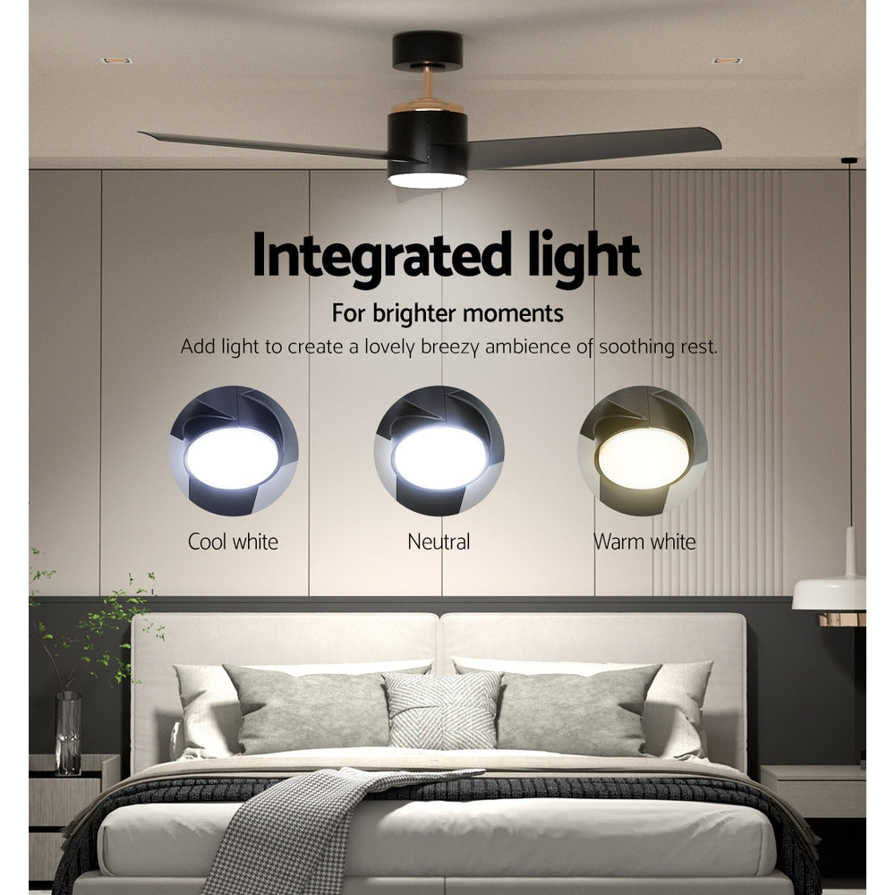 Devanti 52'' Ceiling Fan DC Motor w/Light w/Remote - Black-4