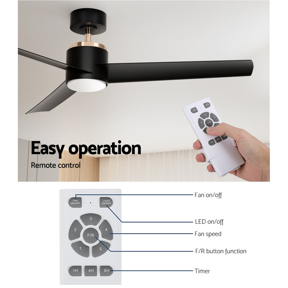 Devanti 52'' Ceiling Fan DC Motor w/Light w/Remote - Black-5