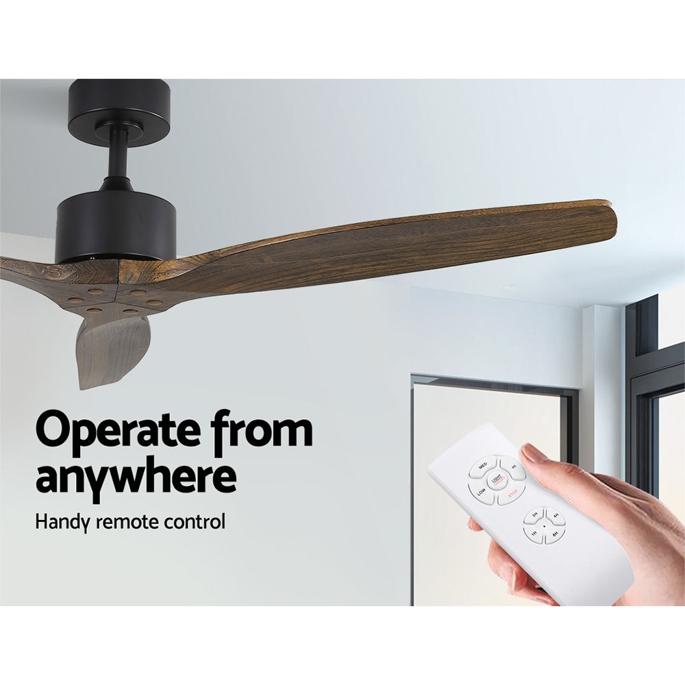 Devanti 52'' Ceiling Fan AC Motor 3 Blades w/Remote - Dark Wood-3