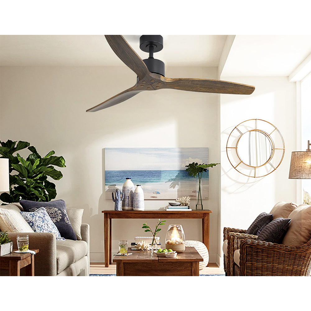 Devanti 52'' Ceiling Fan AC Motor 3 Blades w/Remote - Dark Wood-6