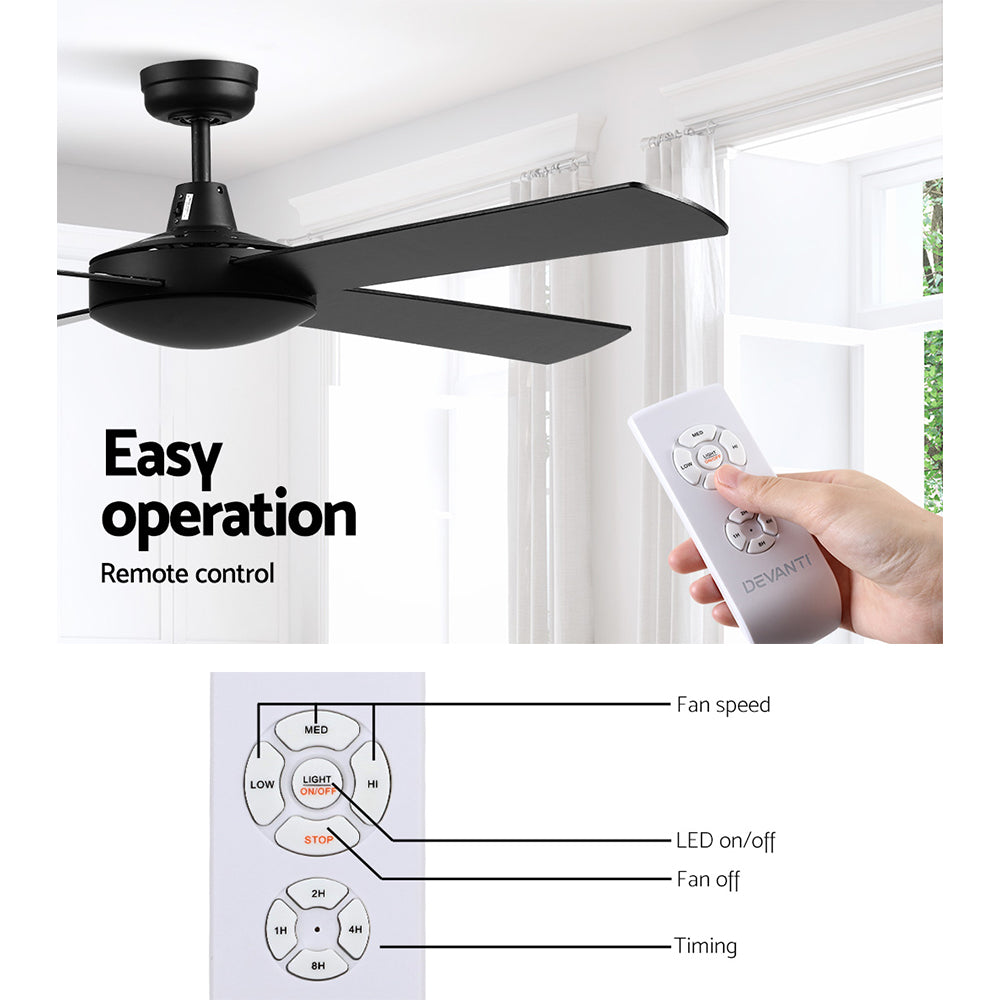 Devanti 52'' Ceiling Fan w/Remote - Black-3