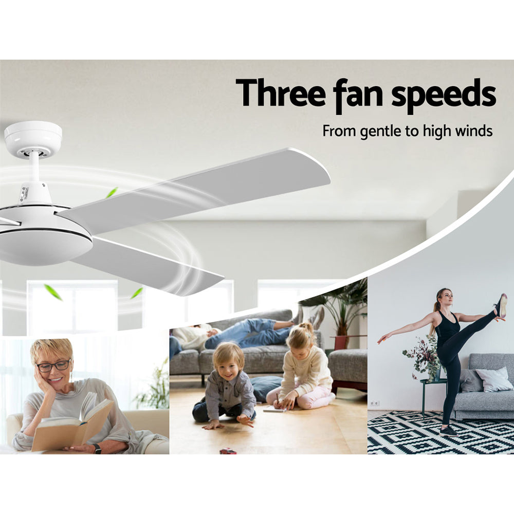 Devanti 52'' Ceiling Fan AC Motor 4 Blades w/Remote - White-2