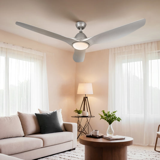 Devanti 64 Inch Ceiling Fan DC Motor w/Light w/Remote - Silver-0