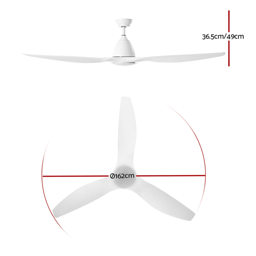 Devanti 64'' Ceiling Fan DC Motor w/Light w/Remote - White-1