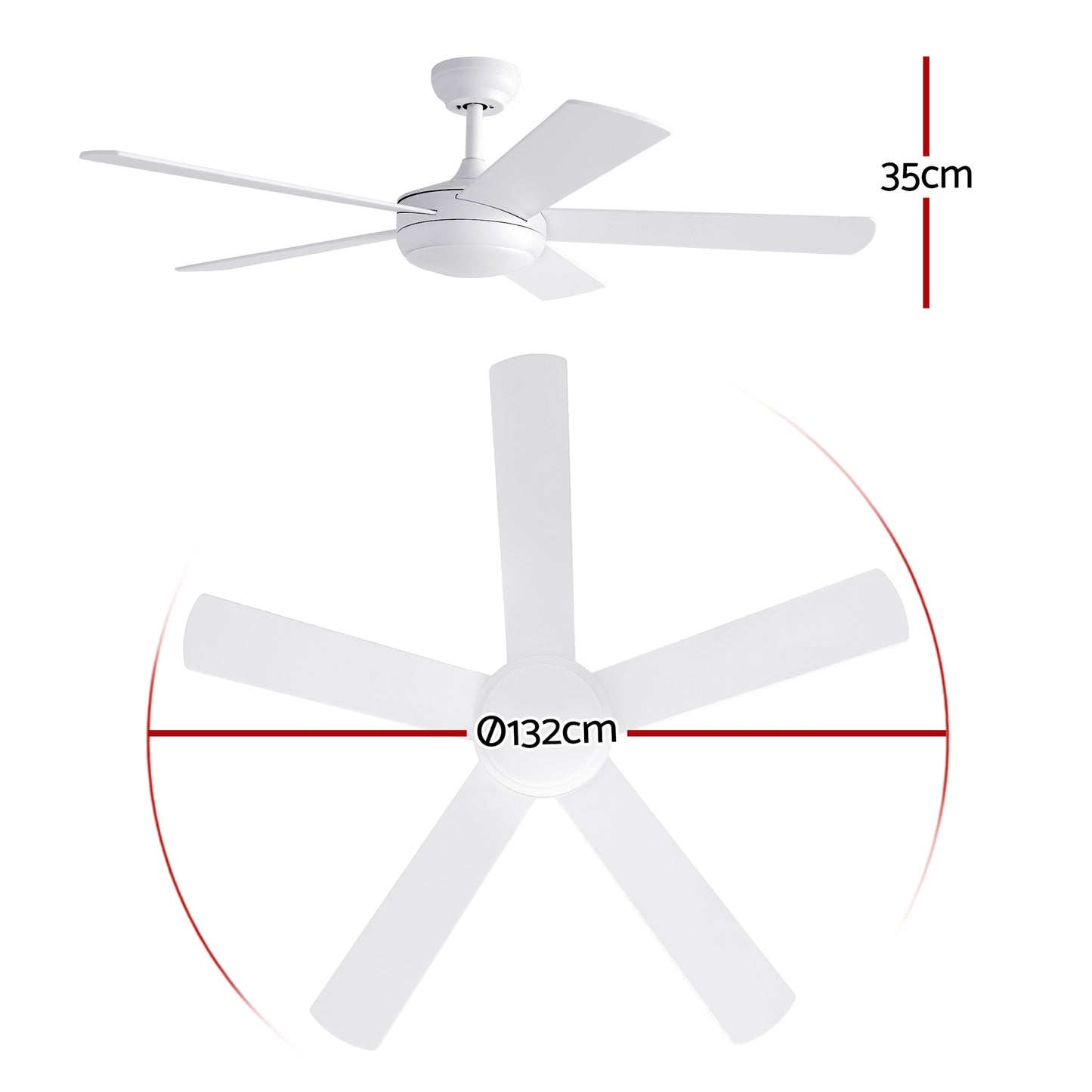 Devanti 52'' Ceiling Fan 5 Blades DC Motor w/Light w/Remote White-1