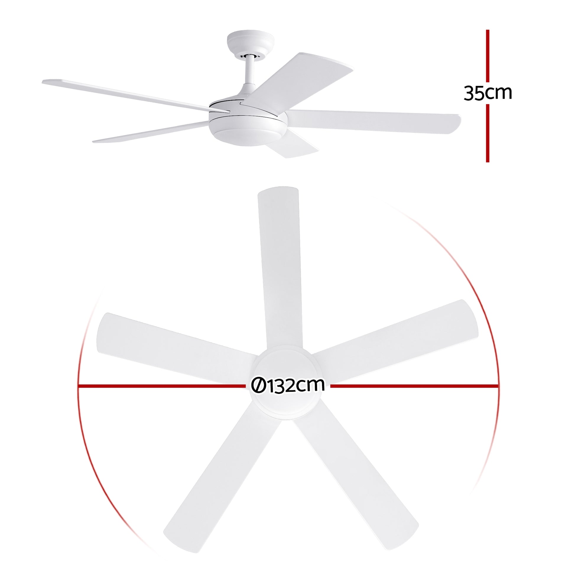 Devanti 52'' Ceiling Fan 5 Blades DC Motor w/Light w/Remote White-1