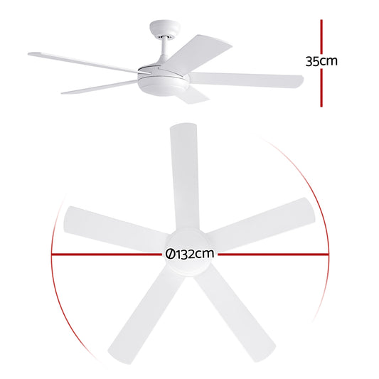 Devanti 52'' Ceiling Fan 5 Blades DC Motor w/Light w/Remote White-1