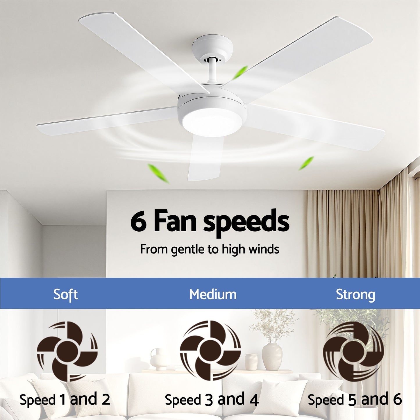 Devanti 52'' Ceiling Fan 5 Blades DC Motor w/Light w/Remote White-5