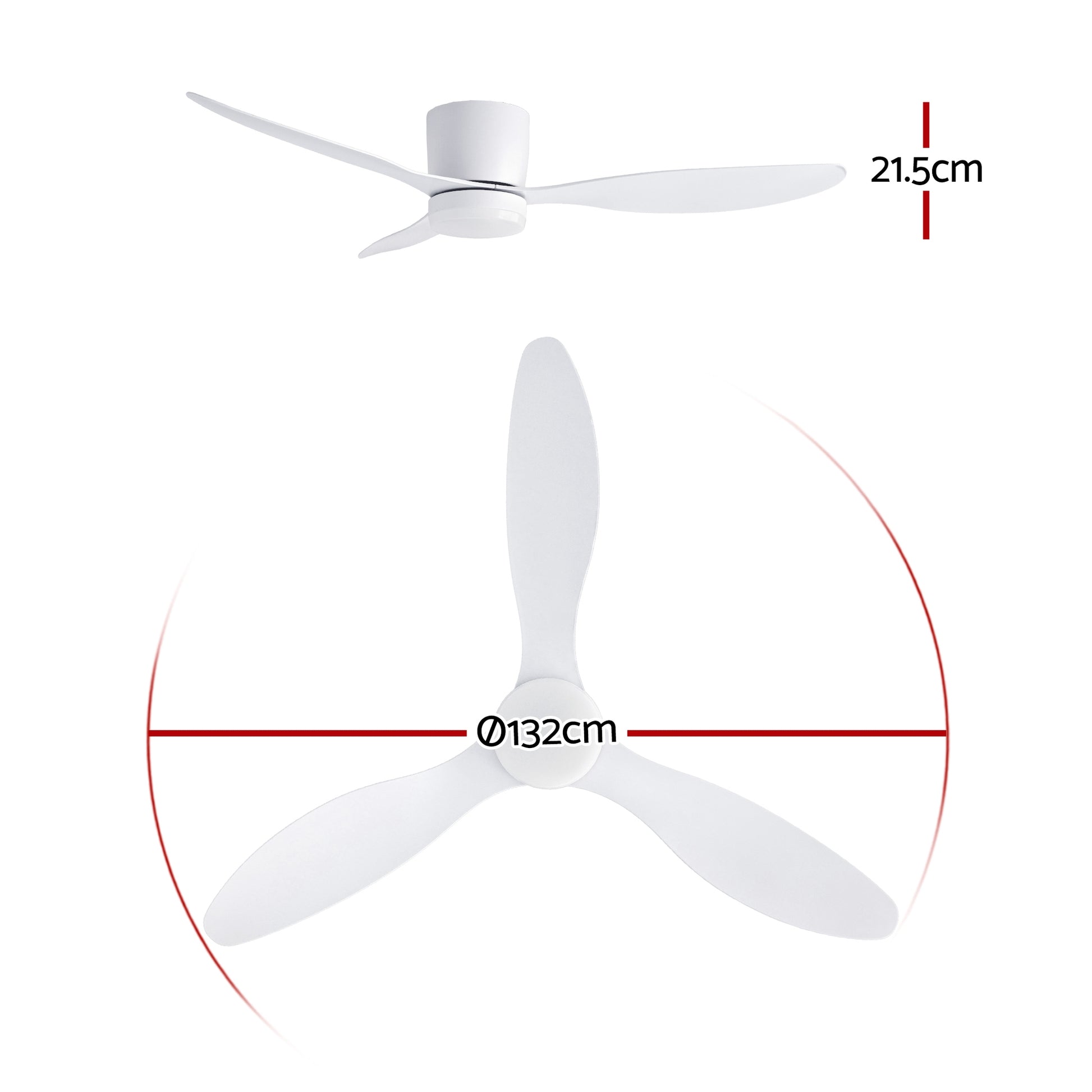 Devanti 52'' Ceiling Fan 3 Blades DC Motor w/Light w/Remote White-1