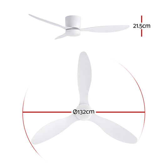 Devanti 52'' Ceiling Fan 3 Blades DC Motor w/Light w/Remote White-1