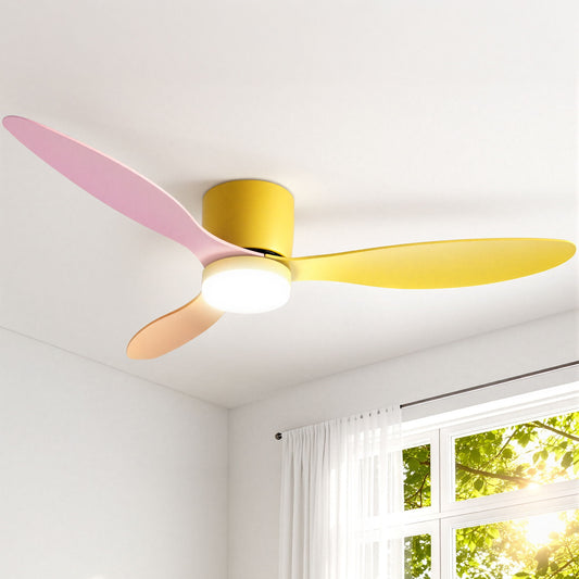 Devanti 52'' Ceiling Fan 3 Blades DC Motor w/Light w/Remote Yellow Pink Orange-0