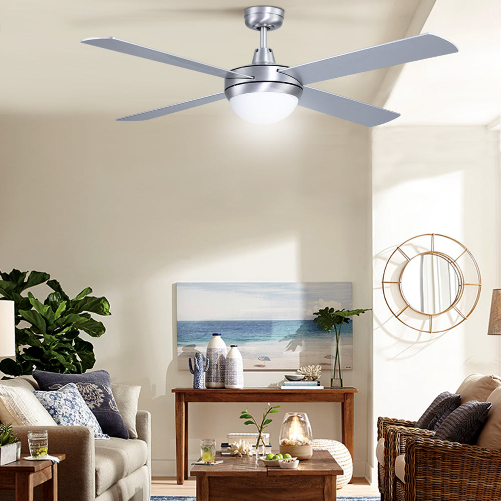 Devanti 52'' Ceiling Fan AC Motor w/Light w/Remote - Silver-7