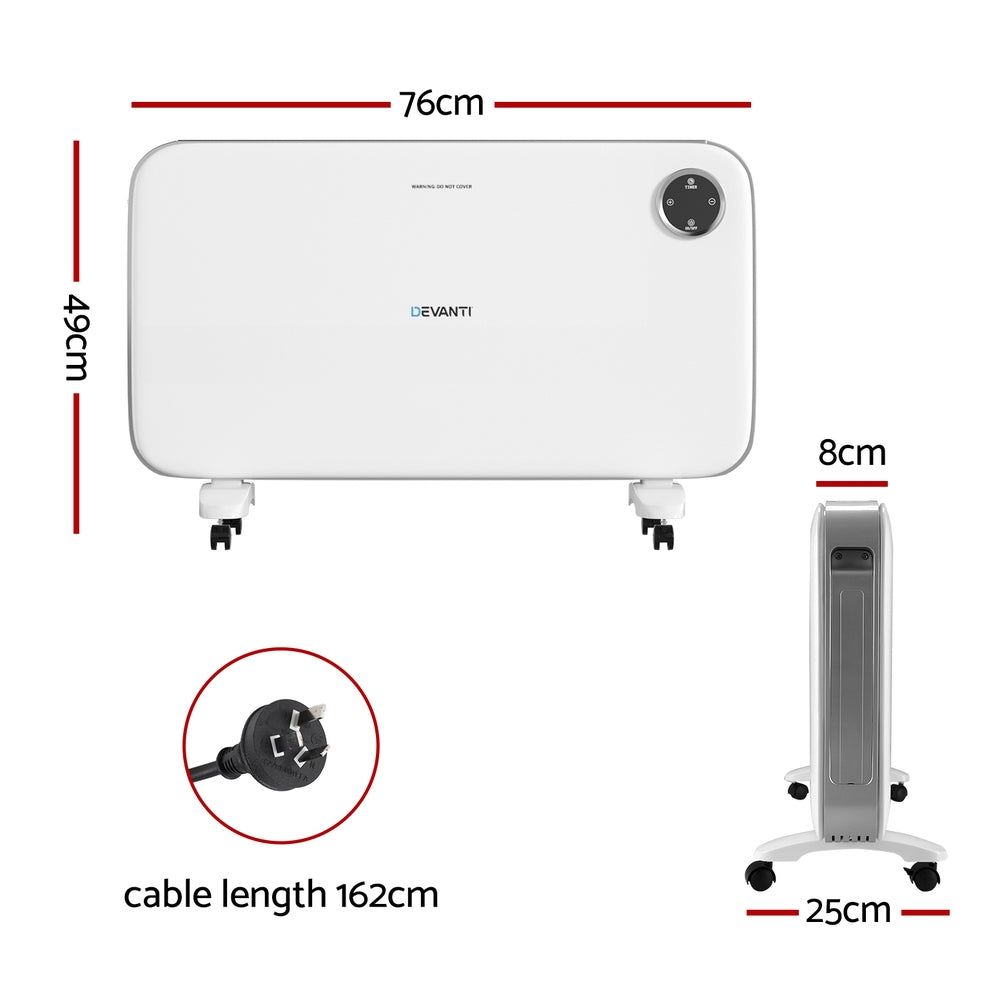 Devanti Electric Convection Heater Panel White 2000W-1