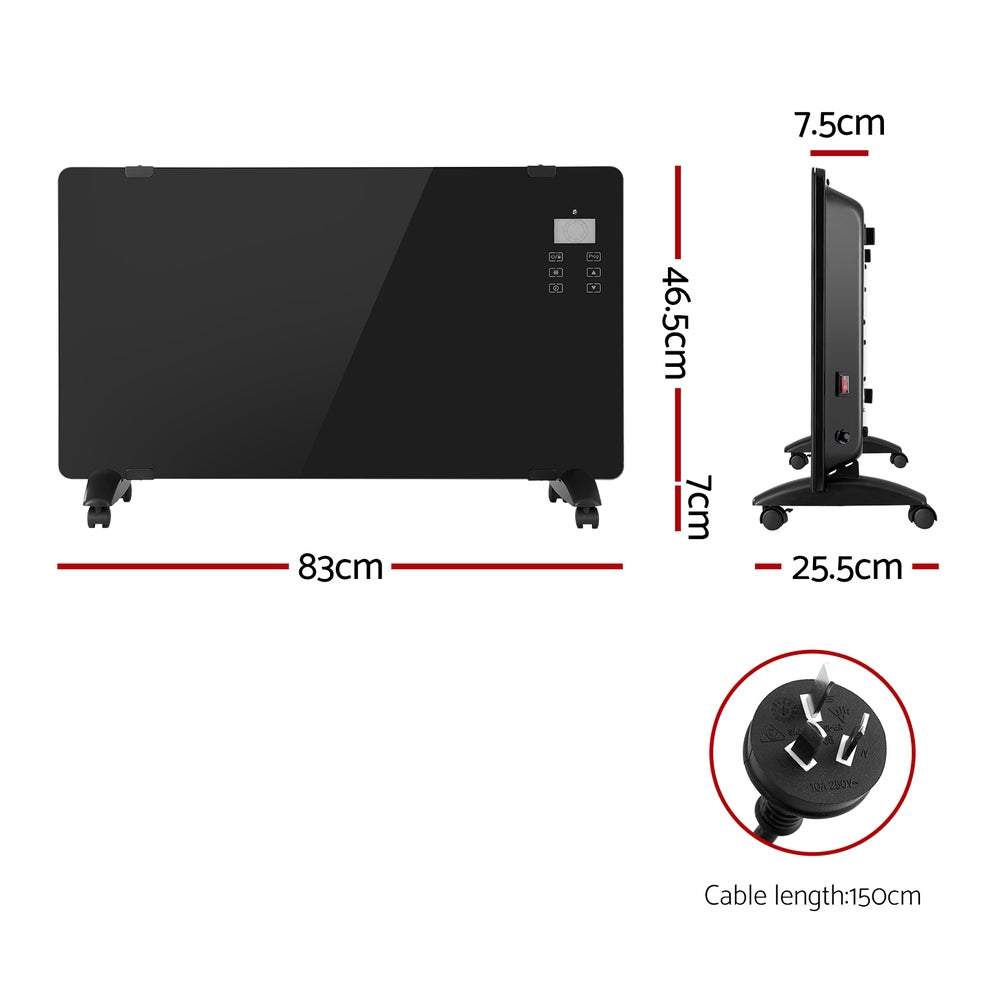 Devanti Electric Convection Heater Black 2000W-1