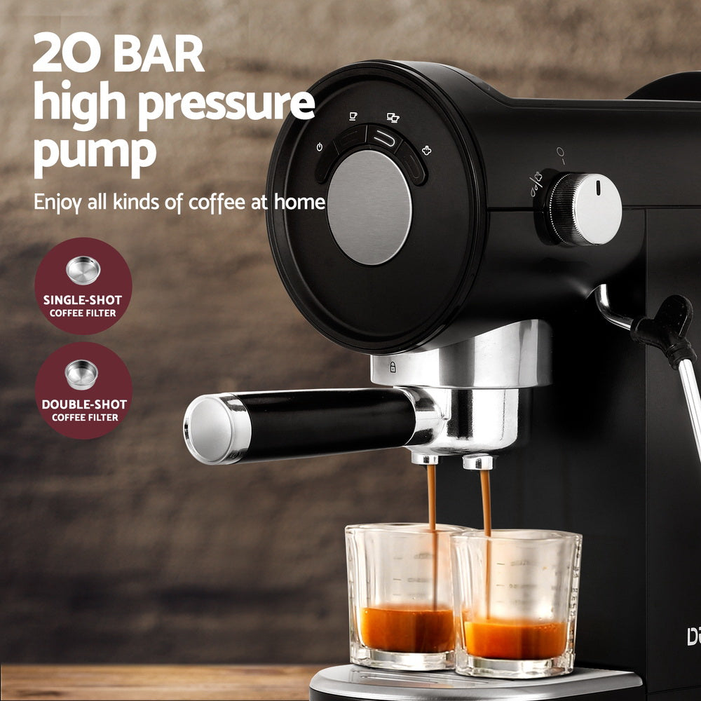 Devanti 20 Bar Coffee Machine Espresso Cafe Maker Black-3