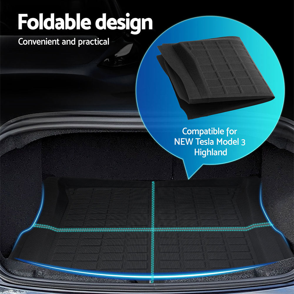 NEW Tesla Model 3 Highland 2024 Boot Liner Rear Frunk Cargo Trunk Mats Weisshorn-3