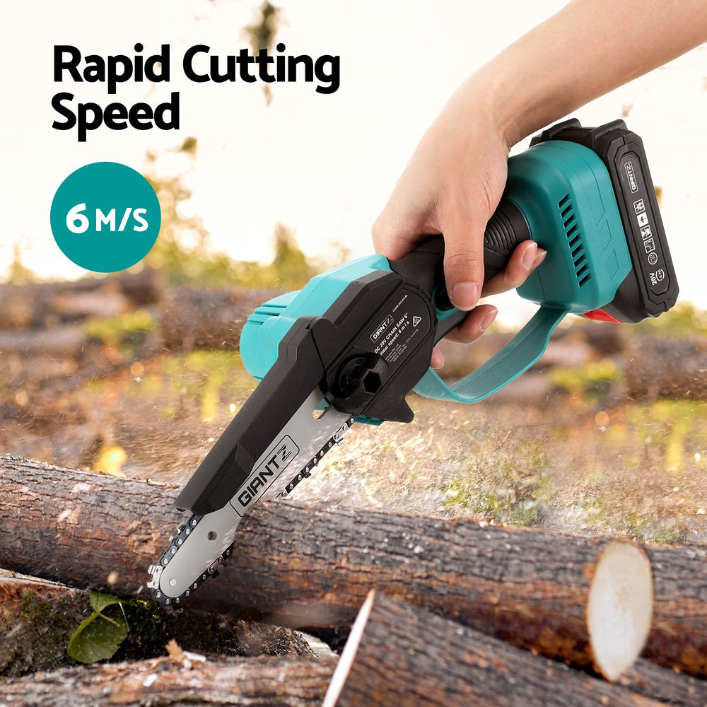 Giantz 6" Mini Cordless Electric Chainsaw Rechargeable Wood Cutter-3