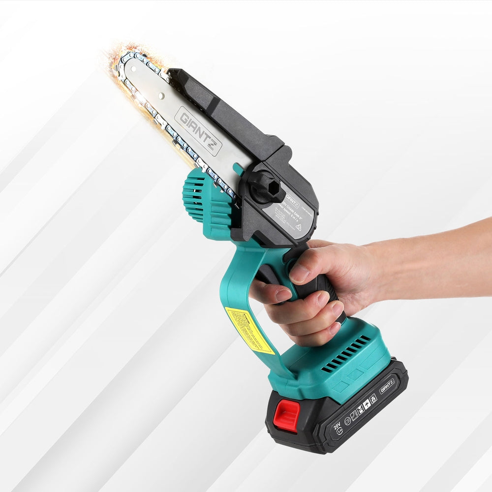 Giantz 6" Mini Cordless Electric Chainsaw Rechargeable Wood Cutter-6