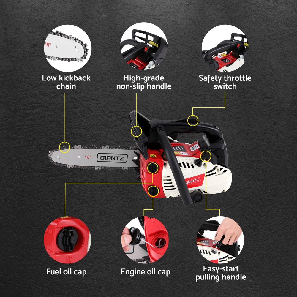 Giantz 25cc Petrol Chainsaw 10" Bar E-Start Tree Pruning Chain Saw-5