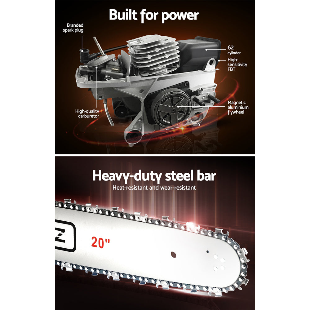 Giantz Chainsaw Petrol 62CC 20" Bar Commercial E-Start Pruning Chain Saw,Giantz Chainsaw Petrol 62CC 20" Bar Commercial E-Start Pruning Chain Saw 4.5HP-5