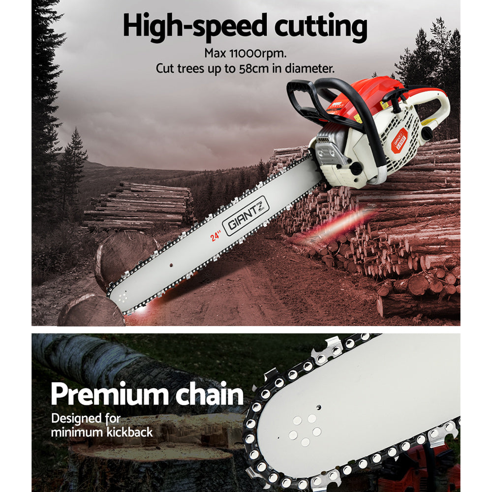 Giantz Chainsaw Petrol 92CC 24" Bar Commercial E-Start Pruning Chain Saw,Giantz Chainsaw Petrol 92CC 24" Bar Commercial E-Start Pruning Chain Saw 6.8HP-5