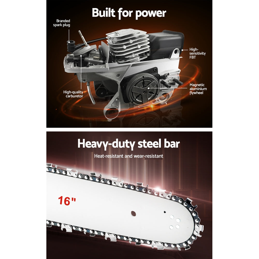 Giantz Chainsaw Petrol 45CC 16" Bar Commercial E-Start Pruning Chain Saw,Giantz Chainsaw Petrol 45CC 16" Bar Commercial E-Start Pruning Chain Saw 3.5HP-5