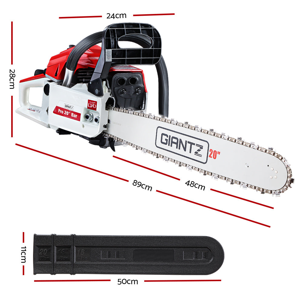 Giantz Chainsaw Petrol 52CC 20" Bar Commercial E-Start Pruning Chain Saw White,Giantz Chainsaw Petrol 52CC 20" Bar Commercial E-Start Pruning Chain Saw White-1