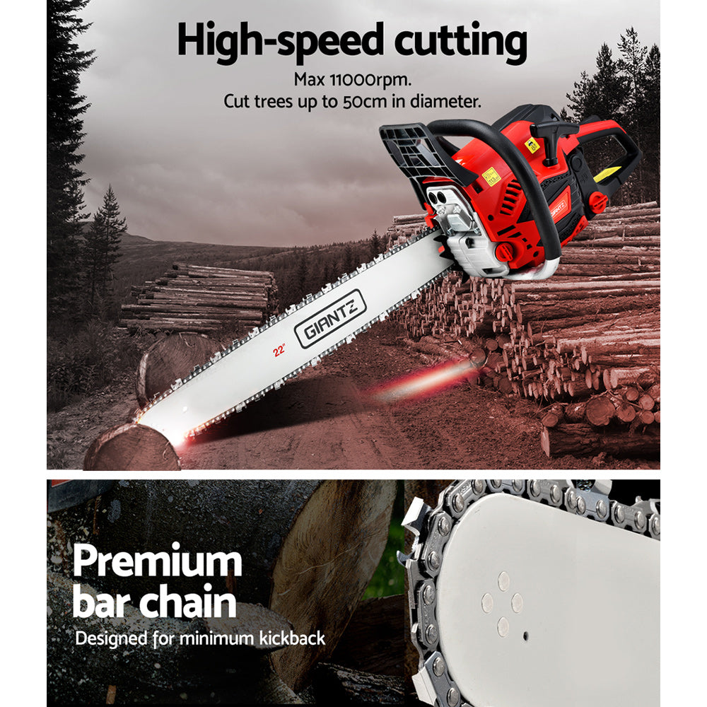 Giantz Chainsaw Petrol 58CC 22" Bar Commercial E-Start Pruning Chain Saw,Giantz Chainsaw Petrol 58CC 22" Bar Commercial E-Start Pruning Chain Saw 4.2HP-6