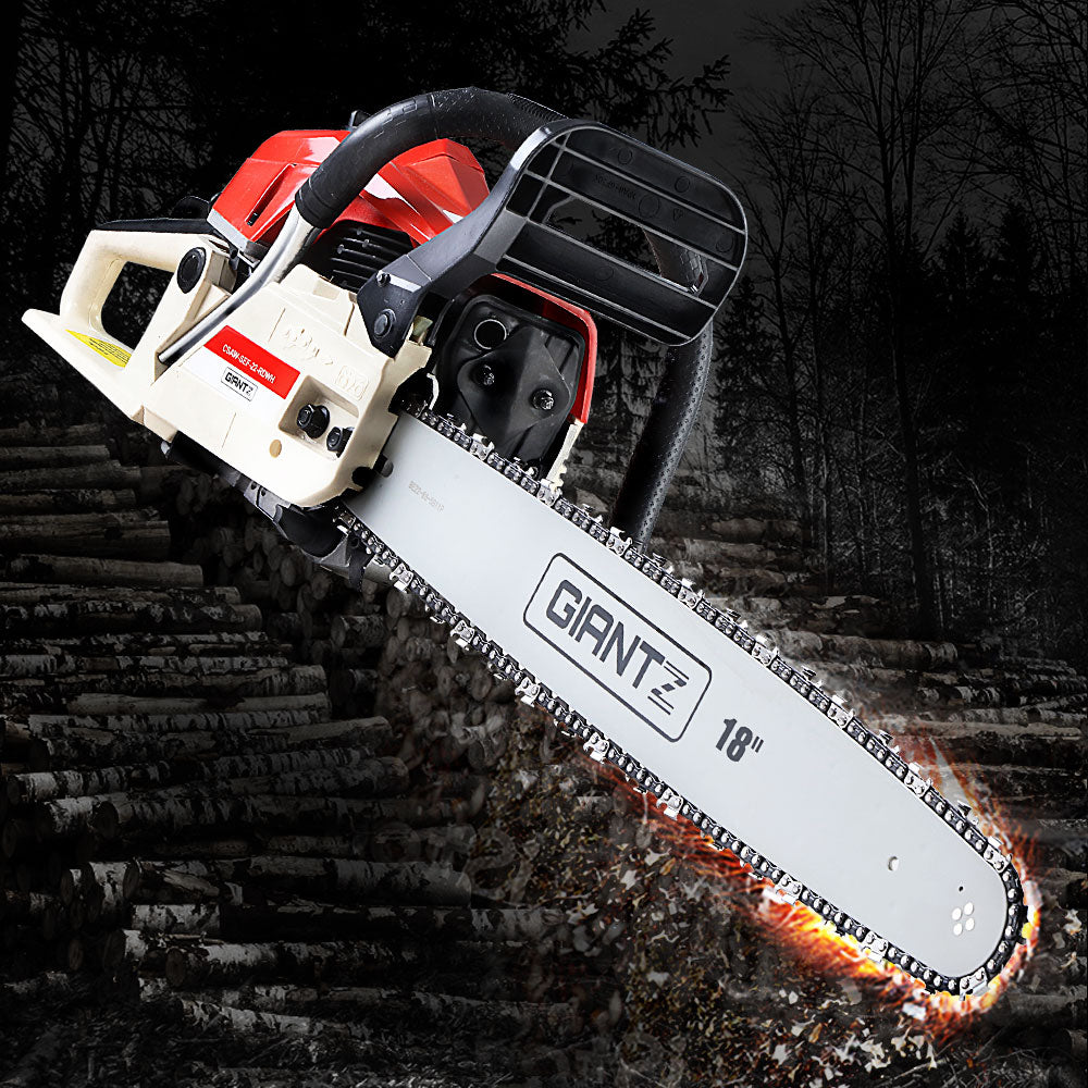 Giantz Chainsaw Petrol 75CC 18" Bar Commercial E-Start Pruning Chain Saw-0