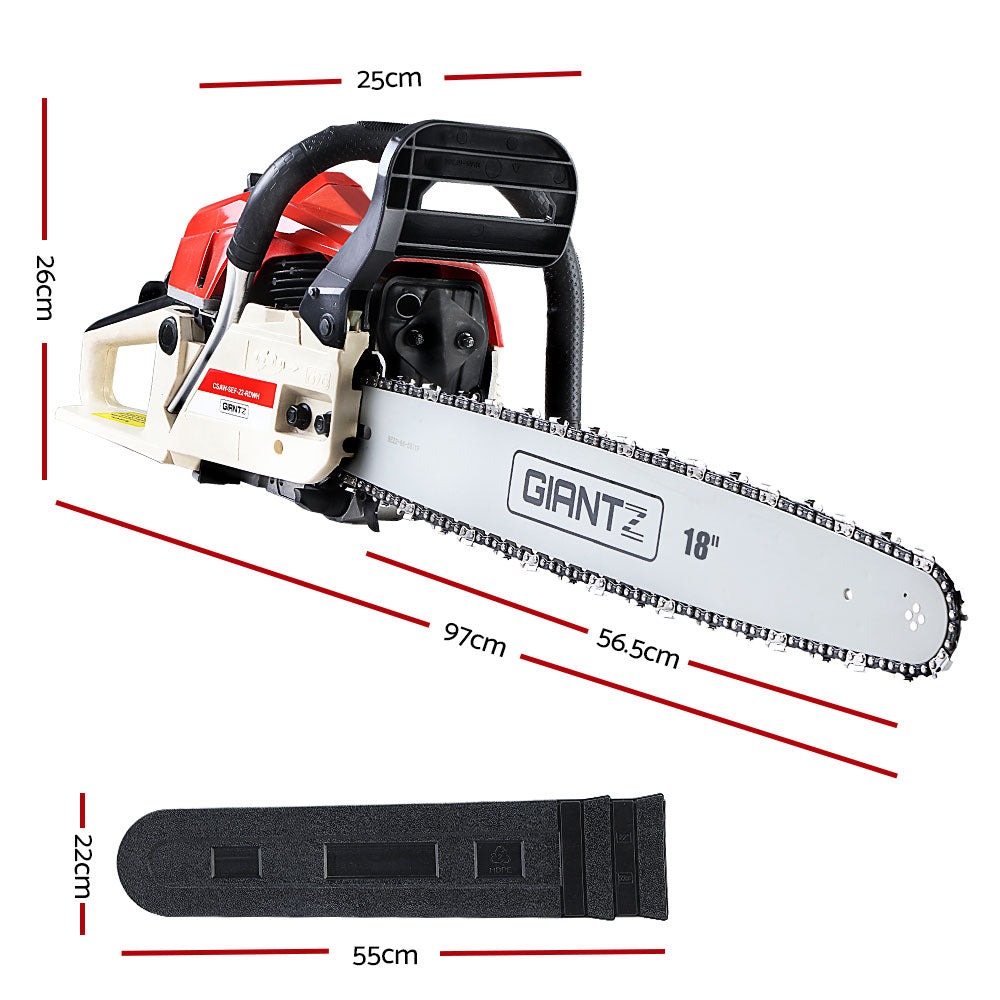 Giantz Chainsaw Petrol 75CC 18" Bar Commercial E-Start Pruning Chain Saw-1