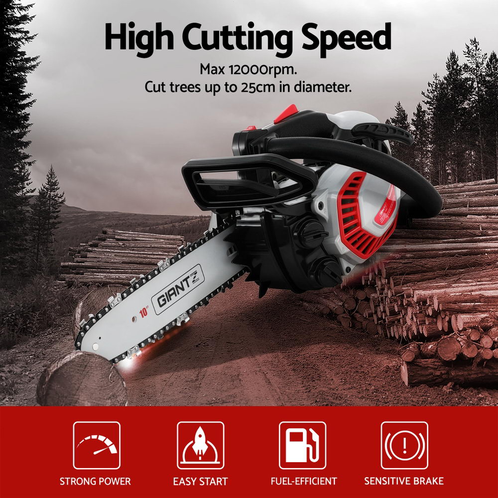 Giantz 25CC Petrol Chainsaw 10'' Bar Chain Saw Lightweight for Pruning Cutting-3
