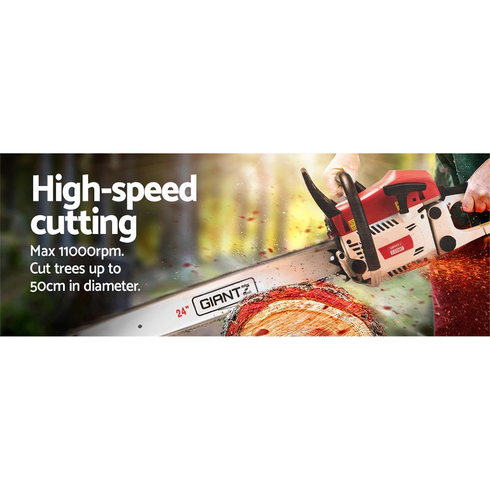 Giantz Chainsaw Petrol 62CC 24" Bar Commercial E-Start Pruning Chain Saw,Giantz Chainsaw Petrol 62CC 24" Bar Commercial E-Start Pruning Chain Saw 5.2HP-4