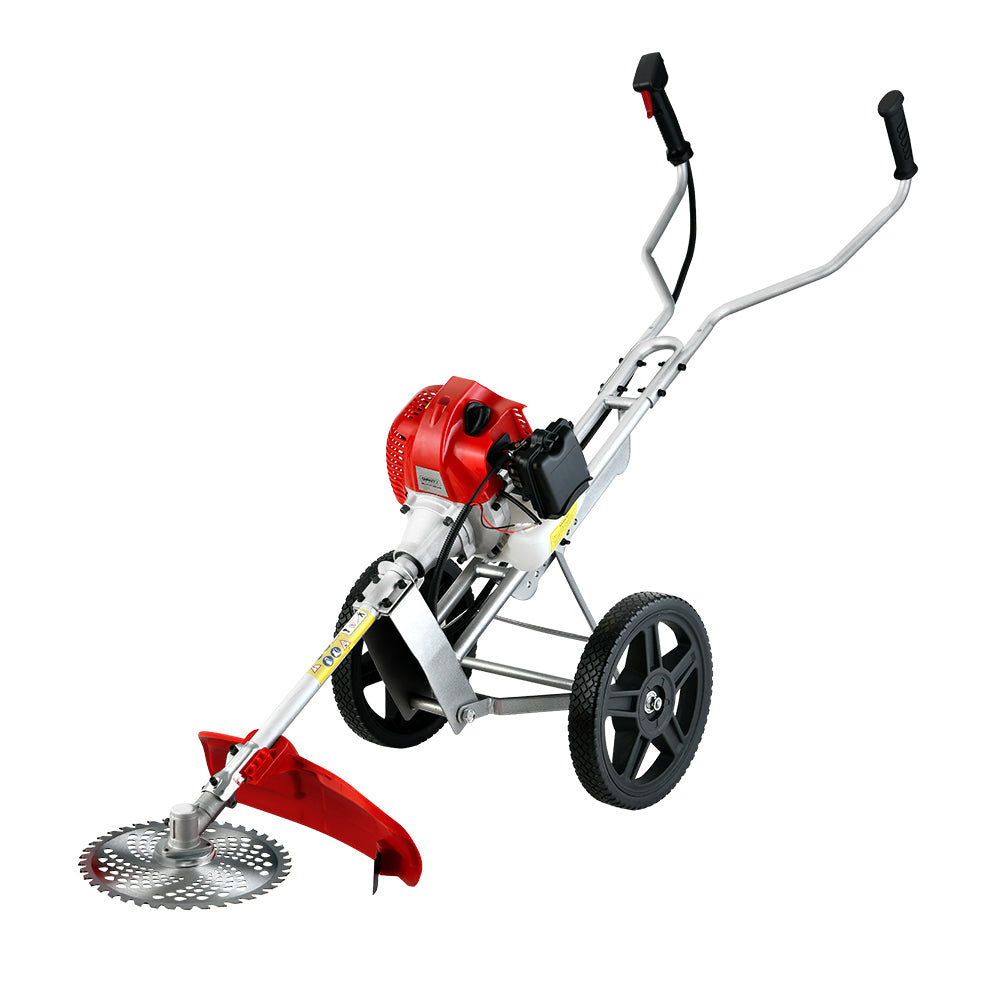 Giantz 62cc Petrol Brush Cutter Whipper Saw Trimmer 2 Stroke 3-in-1 Wheel-0