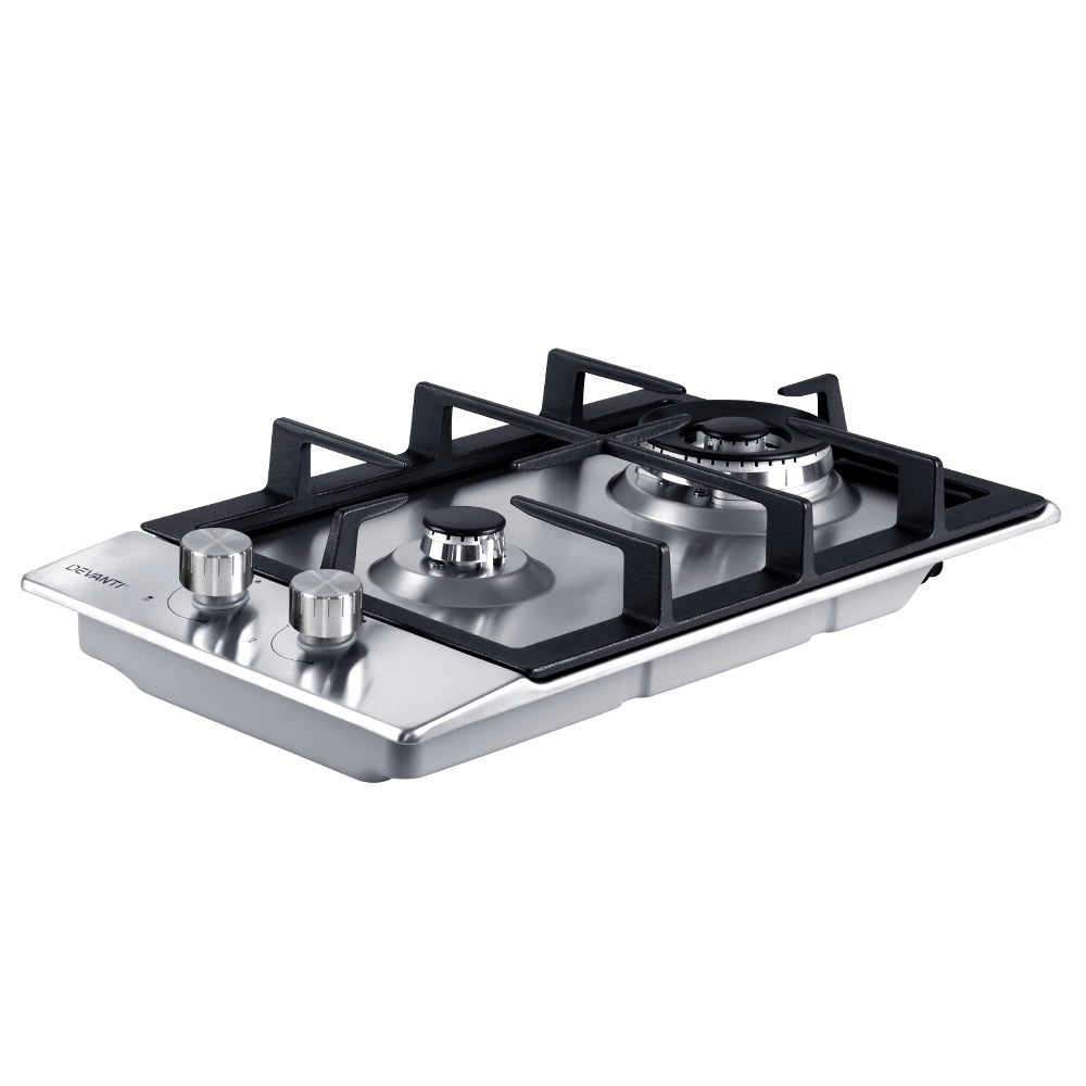 Devanti Gas Cooktop 30cm 2 Burner Silvir-2