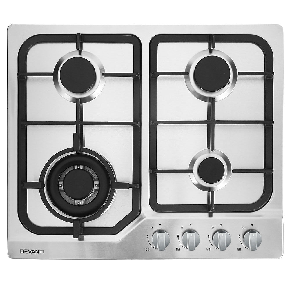 Devanti Gas Cooktop 60cm 4 Burner Silvir-0