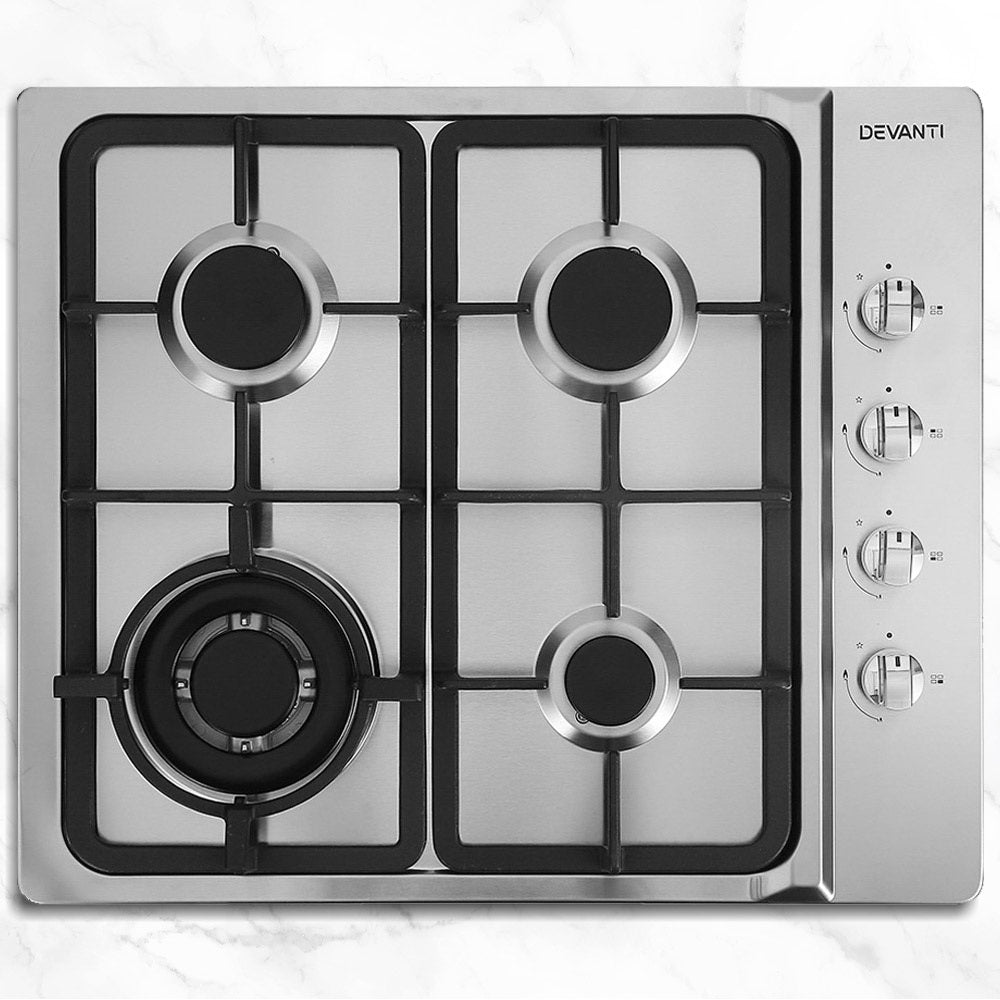 Devanti Gas Cooktop 60cm Stove Hob Silvir-7