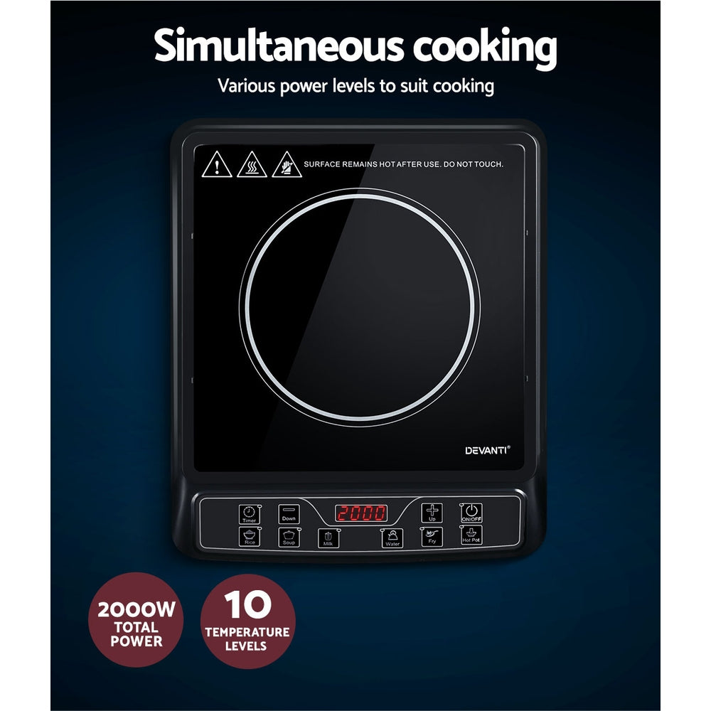 Devanti Induction Cooktop 30cm Portable Cooker-4