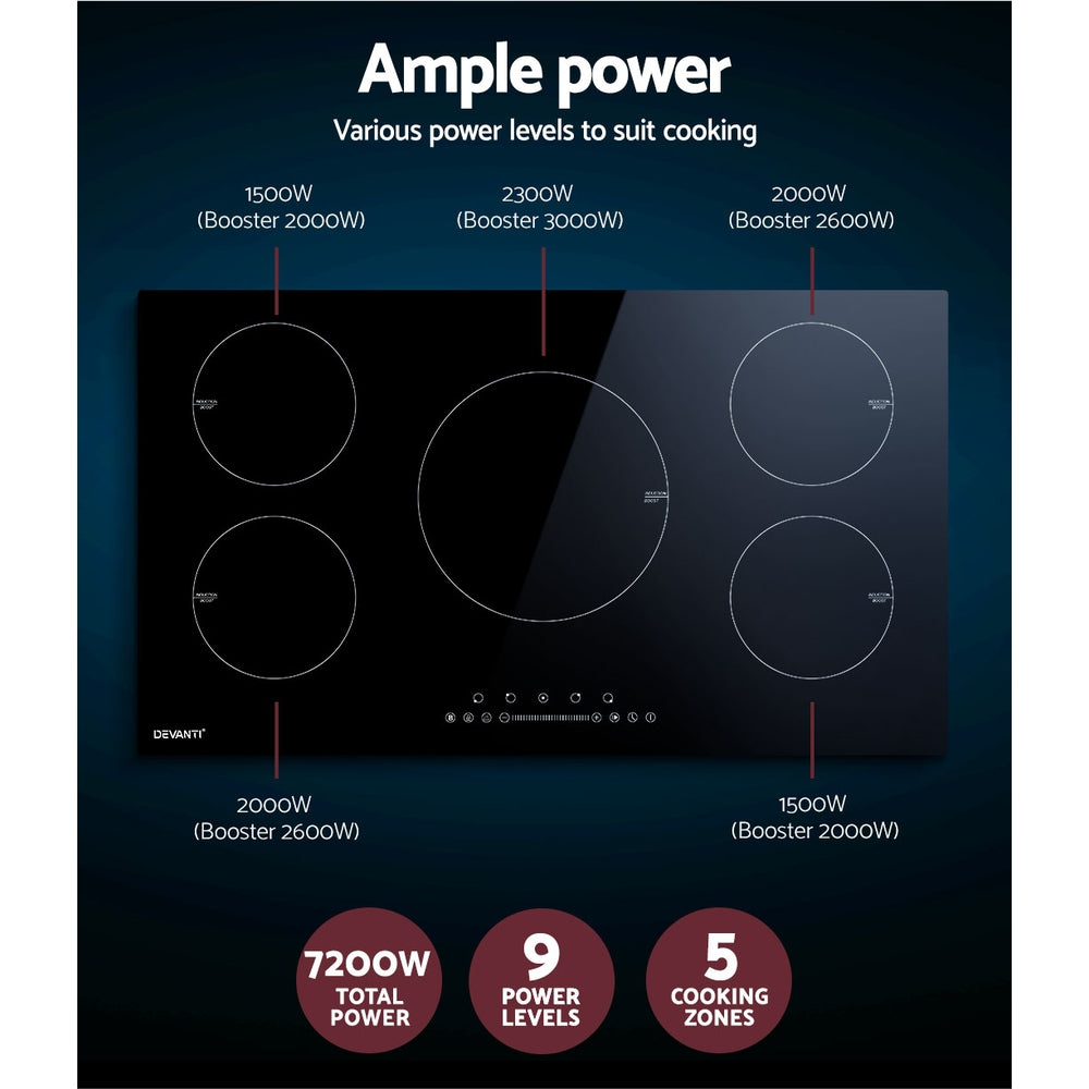 Devanti Induction Cooktop 90cm Electric Cooker-4