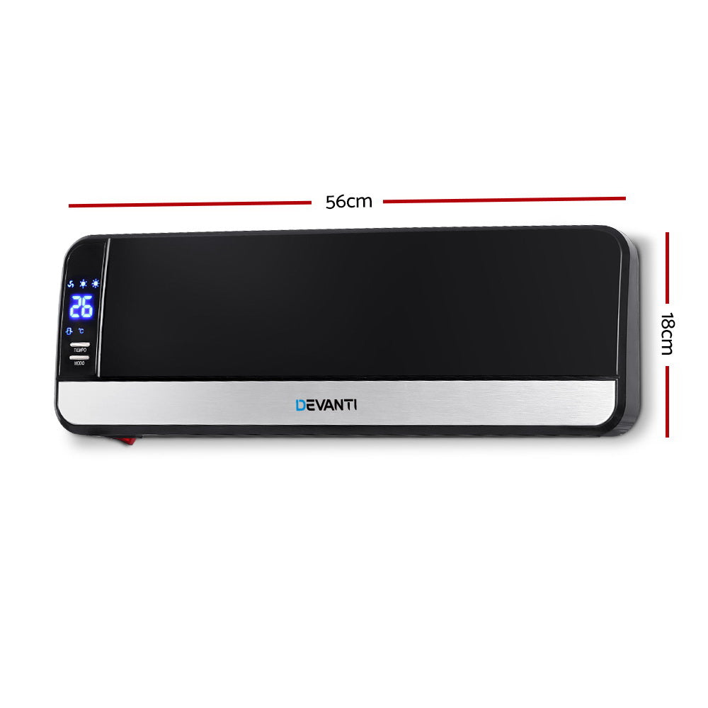 Devanti 2000W Wall Mounted Panel Heater - Black-1